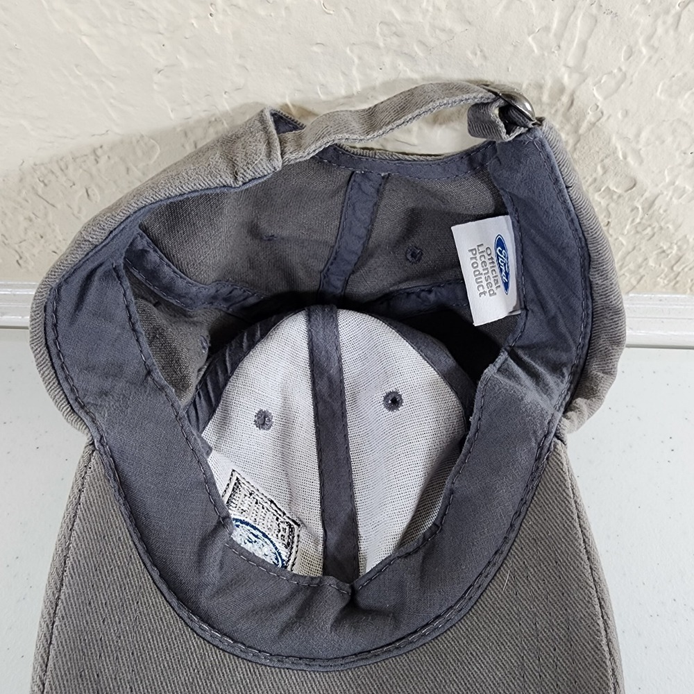 Built Ford Tough Logo Gray Adjustable Hat Vintage Dad Mom Workwear - Picture 9 of 10